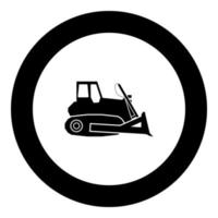 Bulldozer icon black color in round circle vector