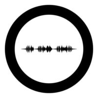 Soundtrack pulse music player audio wave equalizer element floating sound wave icon black color in round circle vector