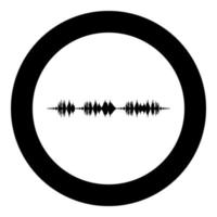 Soundtrack pulse music player audio wave equalizer element floating sound wave icon black color in round circle vector