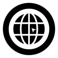 World with arrow world click concept website icon black color illustration in circle round vector