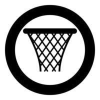 Basketball basket Streetball net basket icon black color illustration in circle round vector