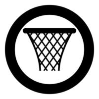 Basketball basket Streetball net basket icon black color illustration in circle round vector