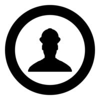 Avatar builder architect engineer in helmet view icon black color vector in circle round illustration flat style image