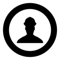 Avatar builder architect engineer in helmet view icon black color vector in circle round illustration flat style image