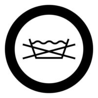 prohibido lavar ropa símbolos de cuidado concepto de lavado icono de signo de lavandería en círculo redondo color negro vector ilustración imagen de estilo plano