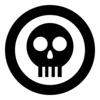 Human skull Cranium icon in circle round black color vector illustration flat style image