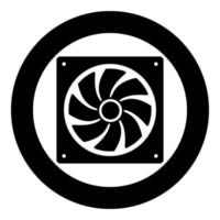 Fan for computer processor Cooler CPU cooling system Ventilator icon in circle round black color vector illustration flat style image