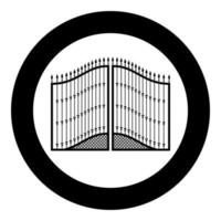 Forged gates icon in circle round black color vector illustration flat style image