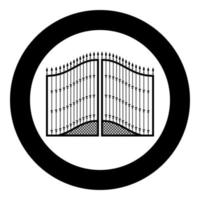 Forged gates icon in circle round black color vector illustration flat style image