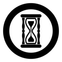 Hourglass Sand clock icon in circle round black color vector illustration flat style image