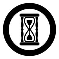 Hourglass Sand clock icon in circle round black color vector illustration flat style image