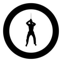 Man with sword machete from above Cold weapons in hand military man Soldier Serviceman in positions Hunter with knife Fight poses Strong defender Warrior concept Weaponry Stand silhouette in circle vector
