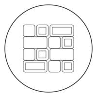 icono de mosaico color negro en círculo vector