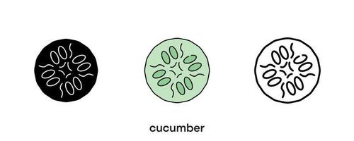 Cucumber icon design. Cucumber icon set in silhouette, colorful and linear. Cucumber icon line vector illustration isolated on a clean background for your web mobile application logo design. Line art.