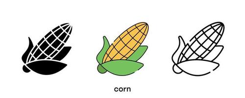 Corn icon design. Corn icon set in silhouette, colored and linear. Corn icon line vector illustration isolated on a clean background for your web mobile application logo design. Modern line.