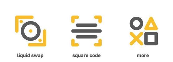 Financial web icon set such as more, square code and liquid swap. Creative financial icon in modern line style for your web mobile app icon design. vector