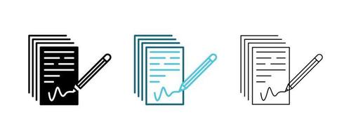 Simple Set of Copywriter Vector Line Icons. This icon is thick notebook and pen. Includes silhouette, colorful and thin line. Editable Stroke. Web Icons and vector logos.