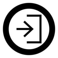 Entry input enter door icon black color in circle round vector