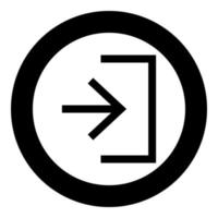 Entry input enter door icon black color in circle round vector