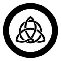 Triquetra in circle Trikvetr knot shape Trinity knot icon black color vector in circle round illustration flat style image