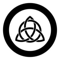 Triquetra in circle Trikvetr knot shape Trinity knot icon black color vector in circle round illustration flat style image