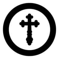 Cross trefoil shamrock Cross monogram Religious cross icon in circle round black color vector illustration flat style image