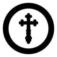 Cross trefoil shamrock Cross monogram Religious cross icon in circle round black color vector illustration flat style image