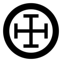 Cross gibbet resembling hindhead Cross monogram Religious cross icon in circle round black color vector illustration flat style image