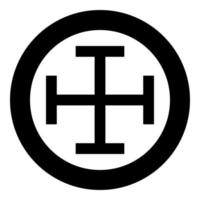 Cross gibbet resembling hindhead Cross monogram Religious cross icon in circle round black color vector illustration flat style image