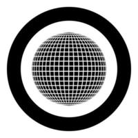Disco ball Disco party concept Ball world concept Web idea icon in circle round black color vector illustration flat style image