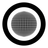 Disco ball Disco party concept Ball world concept Web idea icon in circle round black color vector illustration flat style image