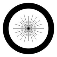 Sun rays Sunbeam concept icon in circle round black color vector illustration flat style image