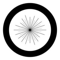 Sun rays Sunbeam concept icon in circle round black color vector illustration flat style image