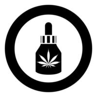 Marijuana Medicine Oil to marijuana CBD Cannabis farm flask icon in circle round black color vector illustration flat style image