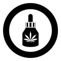 aceite medicinal de marihuana a marihuana cbd icono de matraz de granja de cannabis en círculo redondo color negro vector ilustración imagen de estilo plano