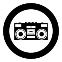 Cassette recorder Mobile stereo music icon in circle round black color vector illustration flat style image