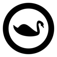 Swan bird Waterbird silhouette in circle round black color vector illustration solid outline style image