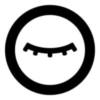 Eyelash extension effect mascara icon in circle round black color vector illustration image solid outline style