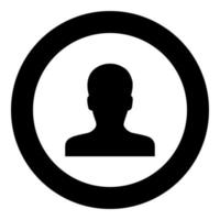 Avatar man face silhouette User sign Person profile picture male icon in circle round black color vector illustration image solid outline style