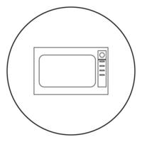 Microwave oven icon black color in circle vector