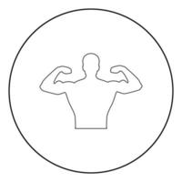 Bodybuildericon black color in circle or round vector