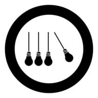 Concept of creativity light bulb different from other lamps icon black color in circle round vector