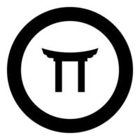Chinese Gate icon black color in round circle vector