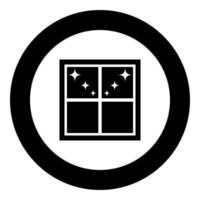 Window overlooking the night stars icon black color in round circle vector
