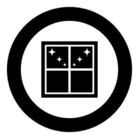 Window overlooking the night stars icon black color in round circle vector