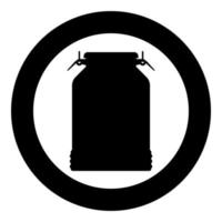 Milk can container icon black color illustration in circle round vector
