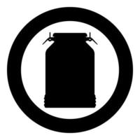 Milk can container icon black color illustration in circle round vector