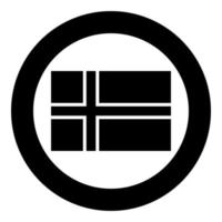 Flag of Norway icon black color vector in circle round illustration flat style image