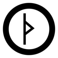 Thurisaz rune Tpurizas Tor Thorn icon black color vector in circle round illustration flat style image