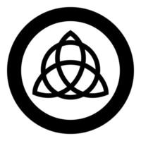 Trikvetr knot with circle Power of three viking symbol tribal for tattoo Trinity knot icon in circle round black color vector illustration flat style image